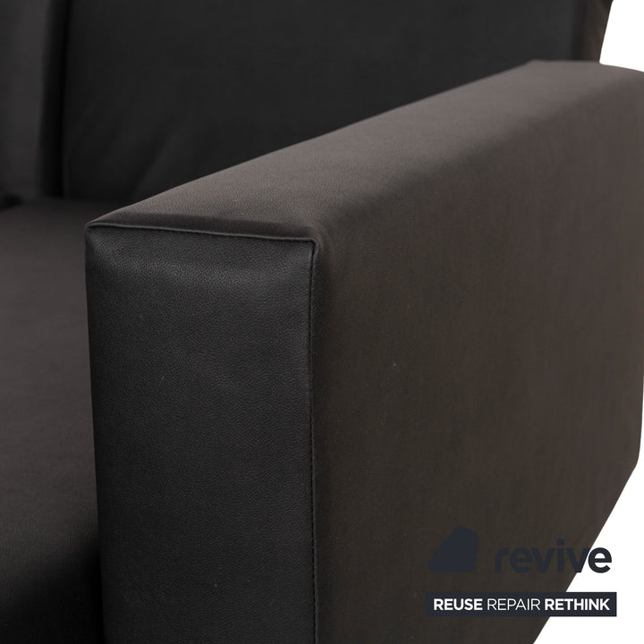 Brühl Moule Vegan Leather GAVIN Corner Sofa Black Manual Function Chaise Right Sofa Couch Reupholstered