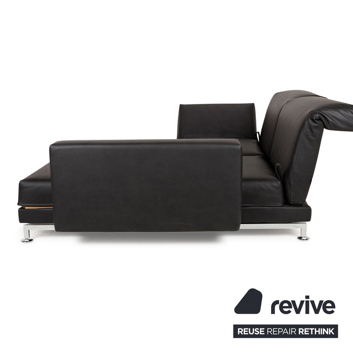 Brühl Moule Vegan Leather GAVIN Corner Sofa Black Manual Function Chaise Right Sofa Couch Reupholstered