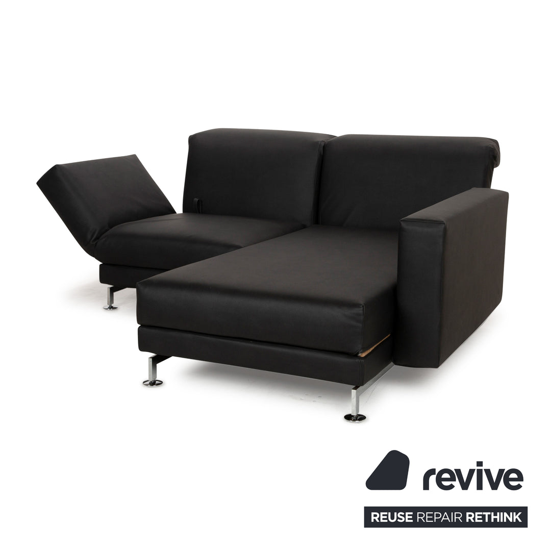 Brühl Moule Vegan Leather GAVIN Corner Sofa Black Manual Function Chaise Right Sofa Couch Reupholstered