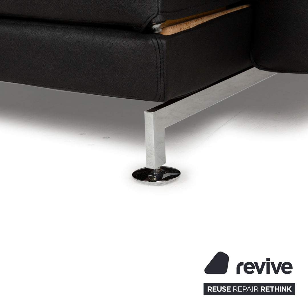 Brühl Moule Vegan Leather GAVIN Corner Sofa Black Manual Function Chaise Right Sofa Couch Reupholstered