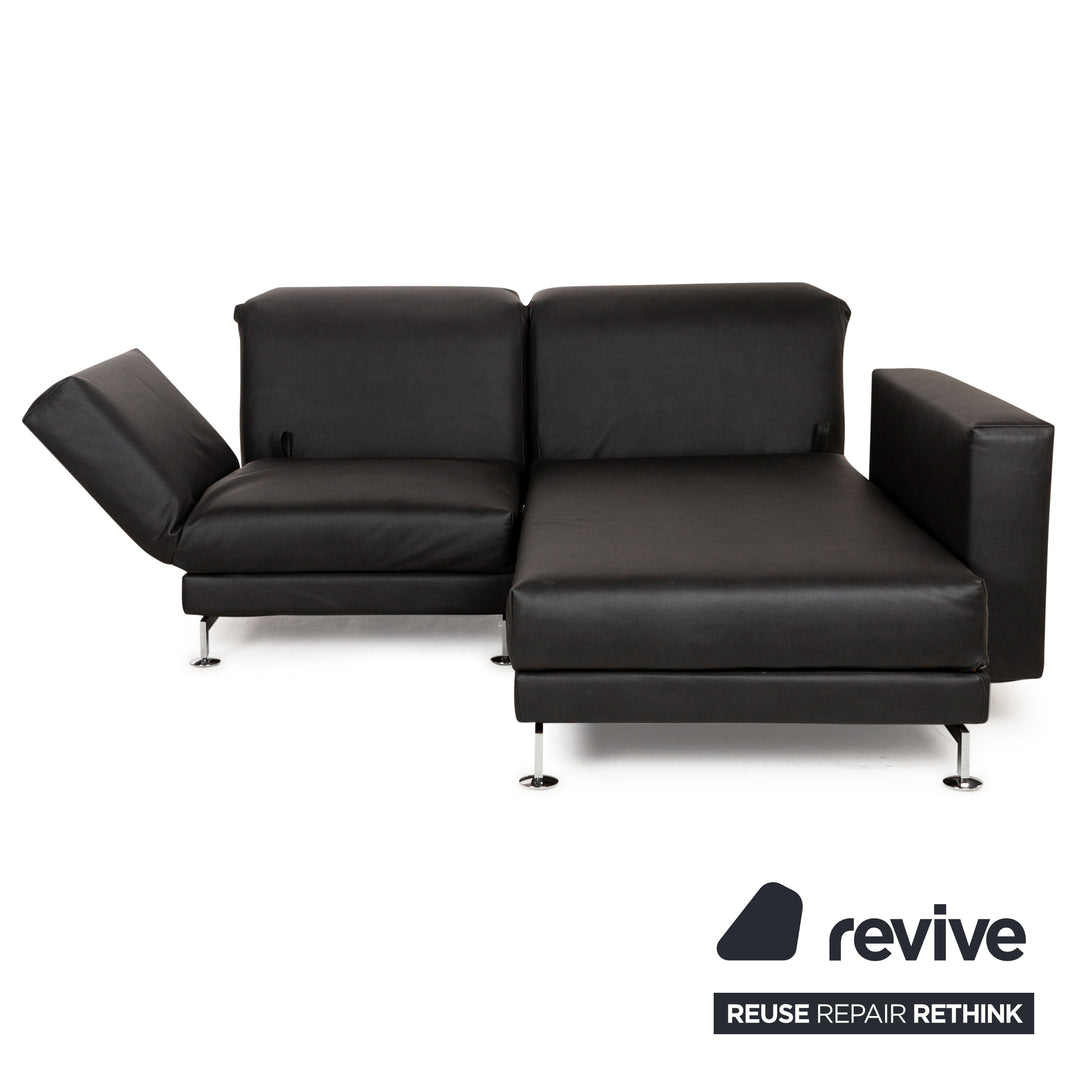 Brühl Moule Vegan Leather GAVIN Corner Sofa Black Manual Function Chaise Right Sofa Couch Reupholstered