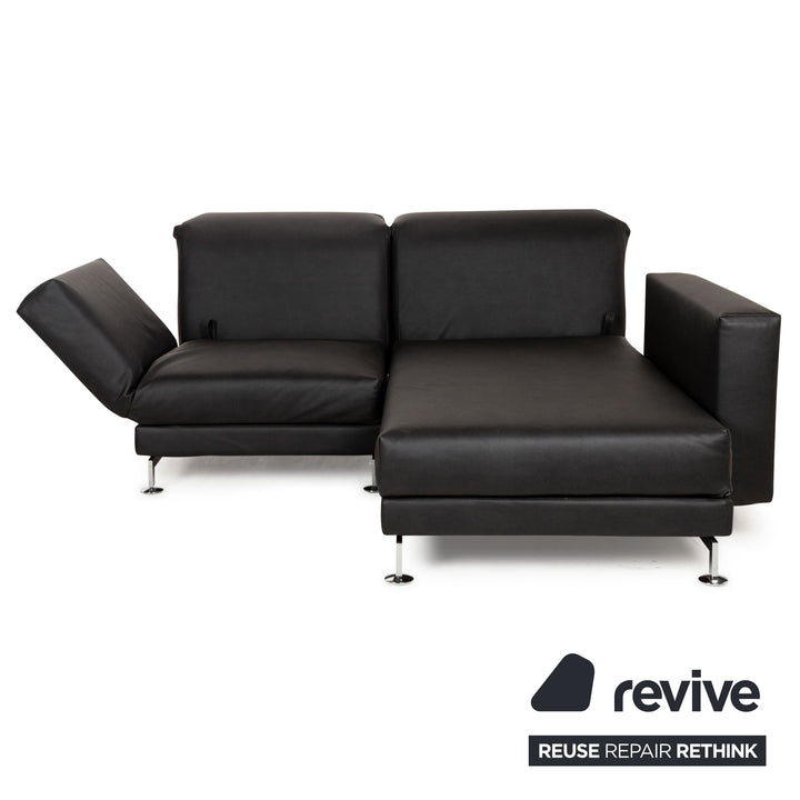 Brühl Moule Vegan Leather GAVIN Corner Sofa Black Manual Function Chaise Right Sofa Couch Reupholstered