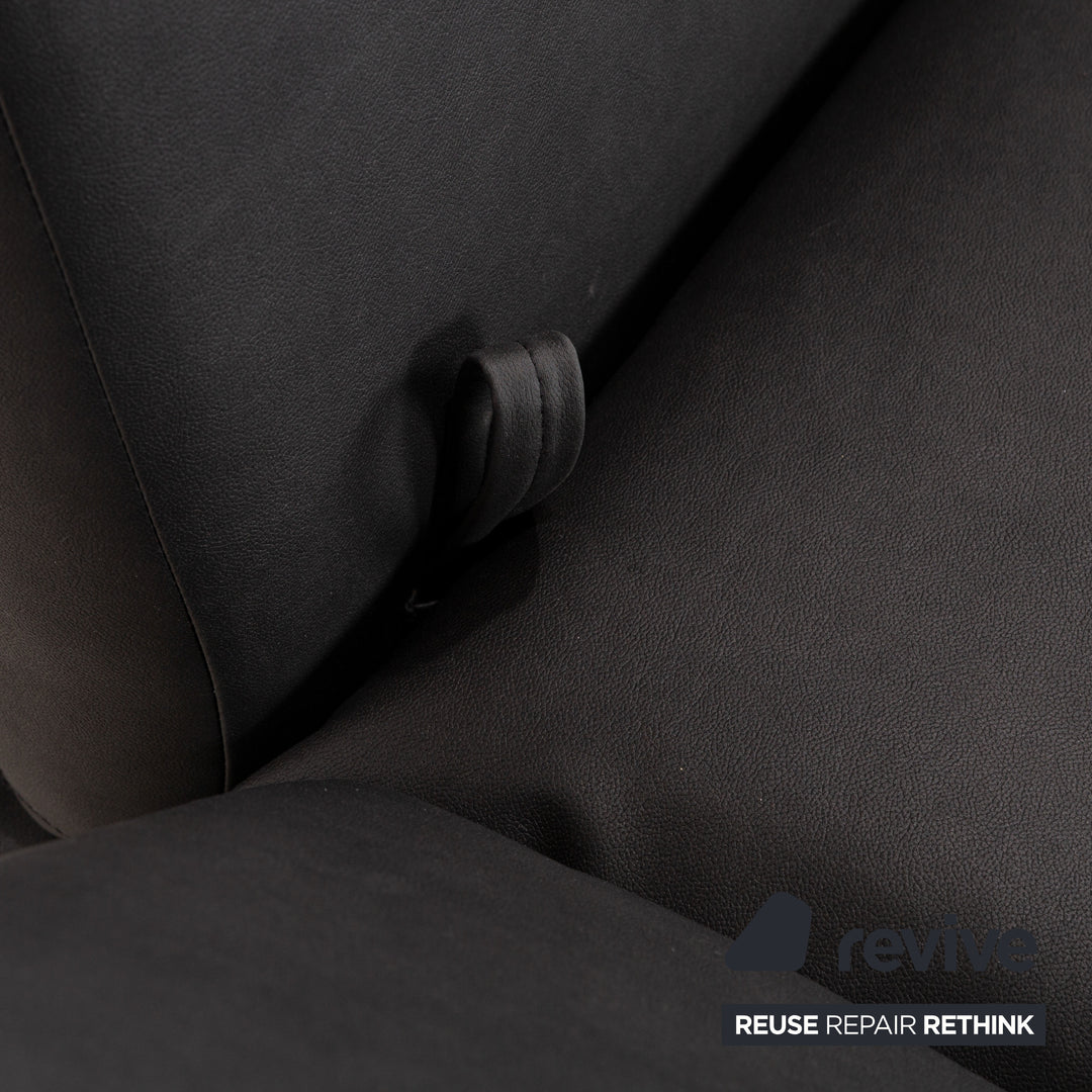 Brühl Moule Vegan Leather GAVIN Corner Sofa Black Manual Function Chaise Right Sofa Couch Reupholstered