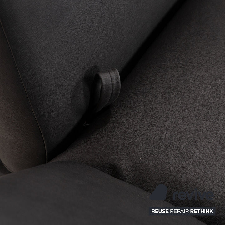 Brühl Moule Vegan Leather GAVIN Corner Sofa Black Manual Function Chaise Right Sofa Couch Reupholstered