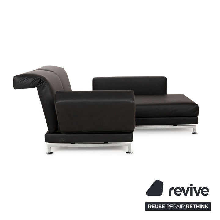 Brühl Moule Vegan Leather GAVIN Corner Sofa Black Manual Function Chaise Right Sofa Couch Reupholstered