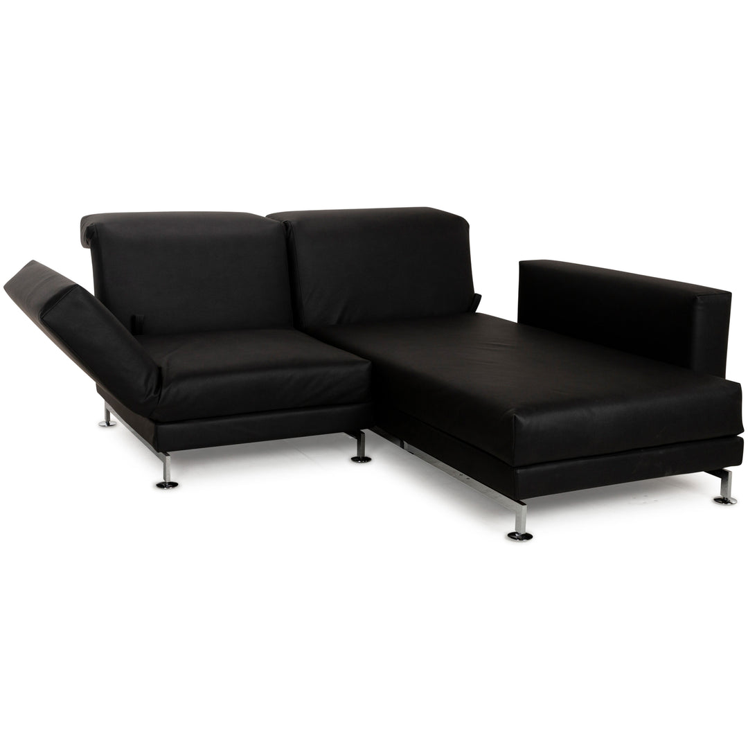 Brühl Moule Vegan Leather GAVIN Corner Sofa Black Manual Function Chaise Right Sofa Couch Reupholstered