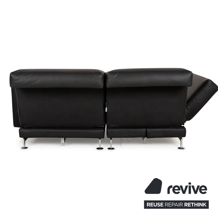 Brühl Moule Vegan Leather GAVIN Corner Sofa Black Manual Function Chaise Right Sofa Couch Reupholstered