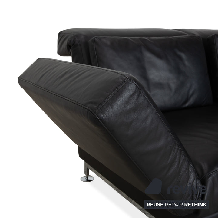 Brühl Moule Zweisitzer Schwarz Leder manuelle Funktion Sofa Couch