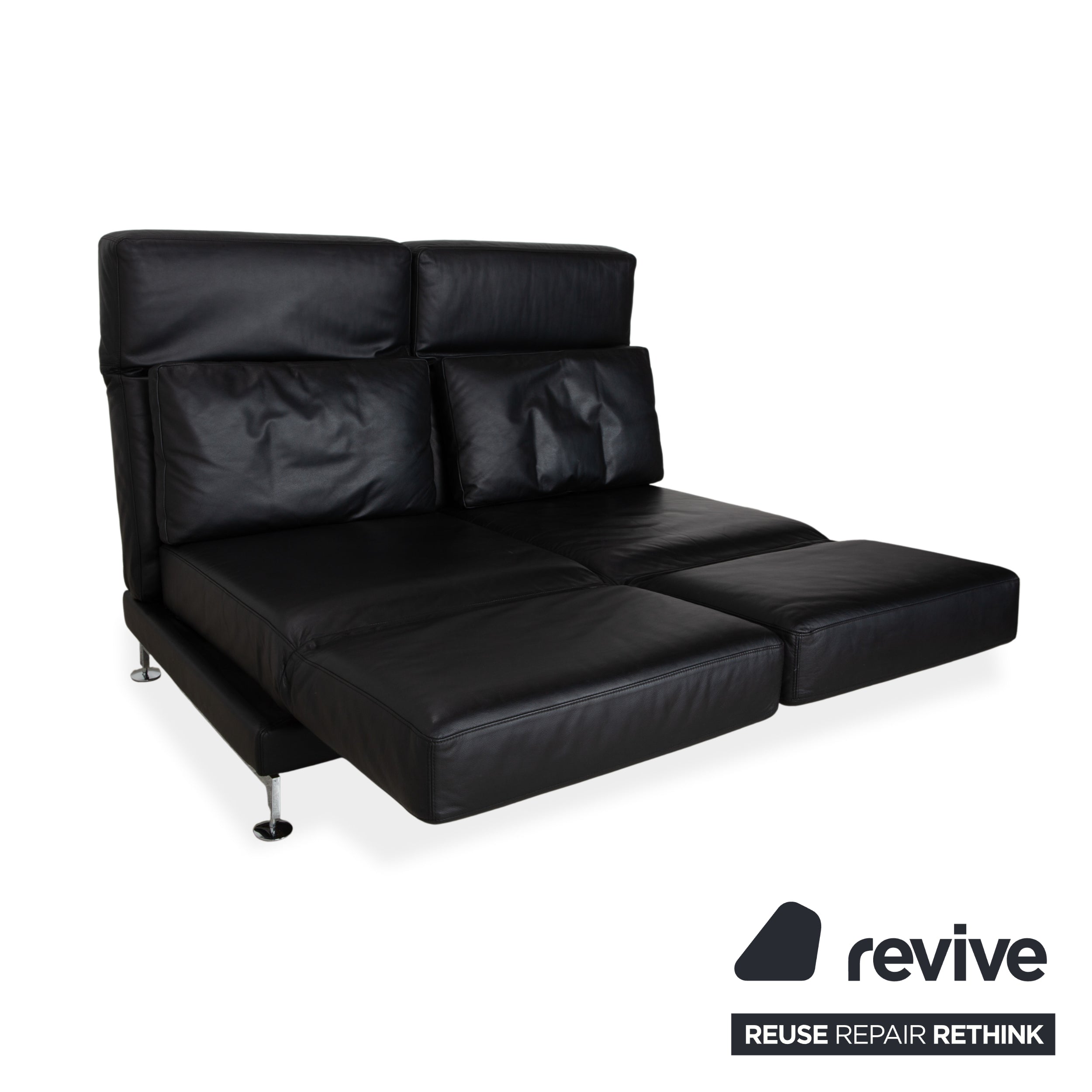 Brühl Moule Zweisitzer Schwarz Leder manuelle Funktion Sofa Couch