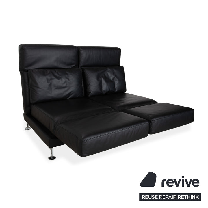 Brühl Moule Zweisitzer Schwarz Leder manuelle Funktion Sofa Couch