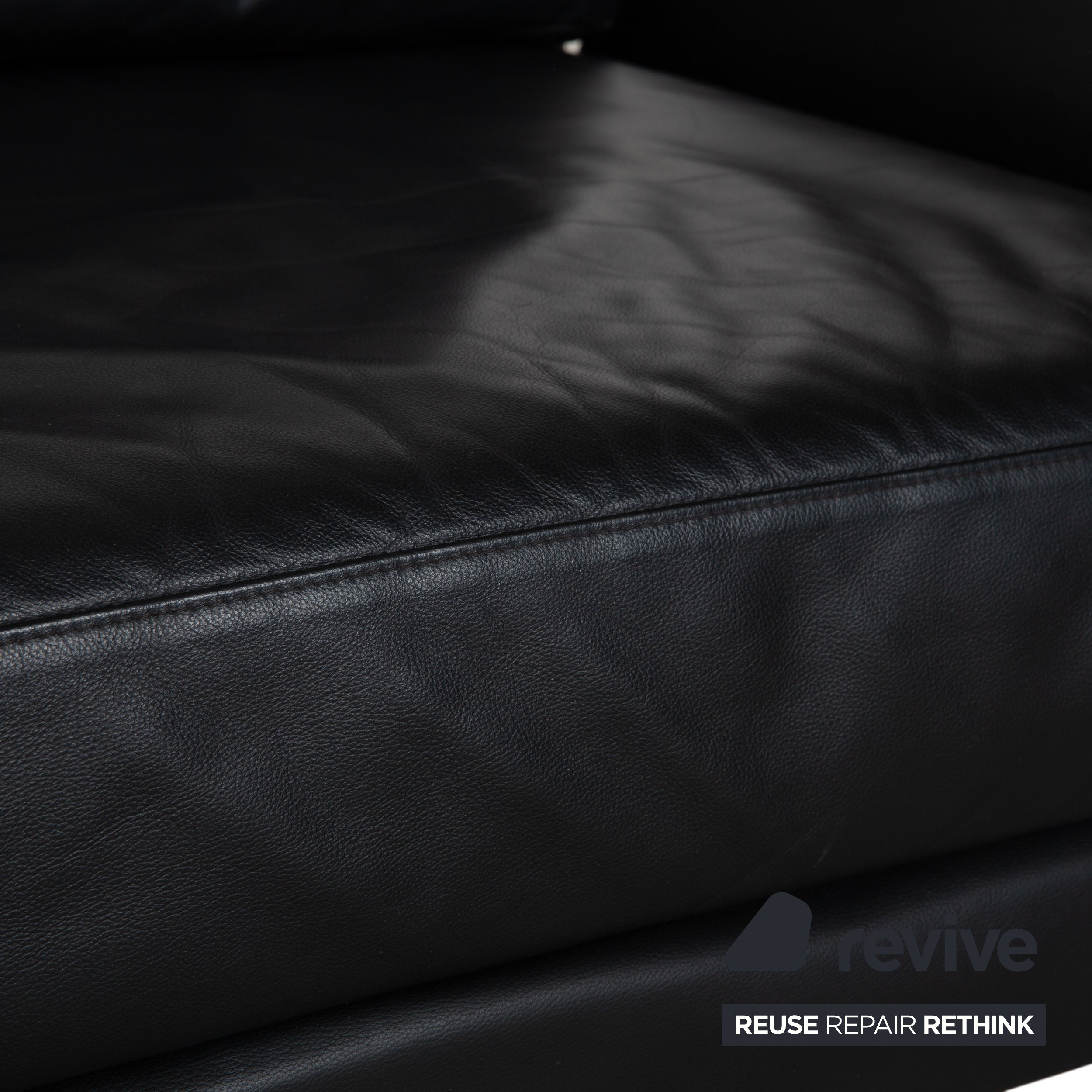 Brühl Moule Zweisitzer Schwarz Leder manuelle Funktion Sofa Couch