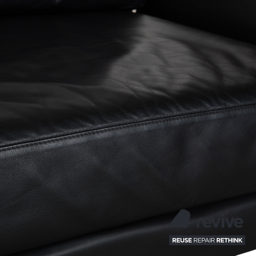 Brühl Moule Zweisitzer Schwarz Leder manuelle Funktion Sofa Couch