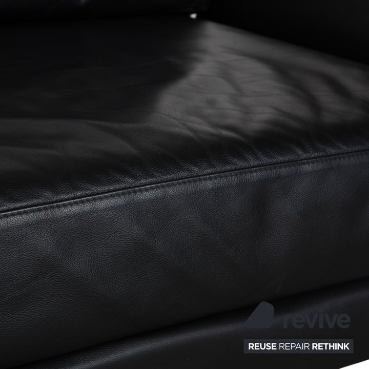 Brühl Moule Zweisitzer Schwarz Leder manuelle Funktion Sofa Couch