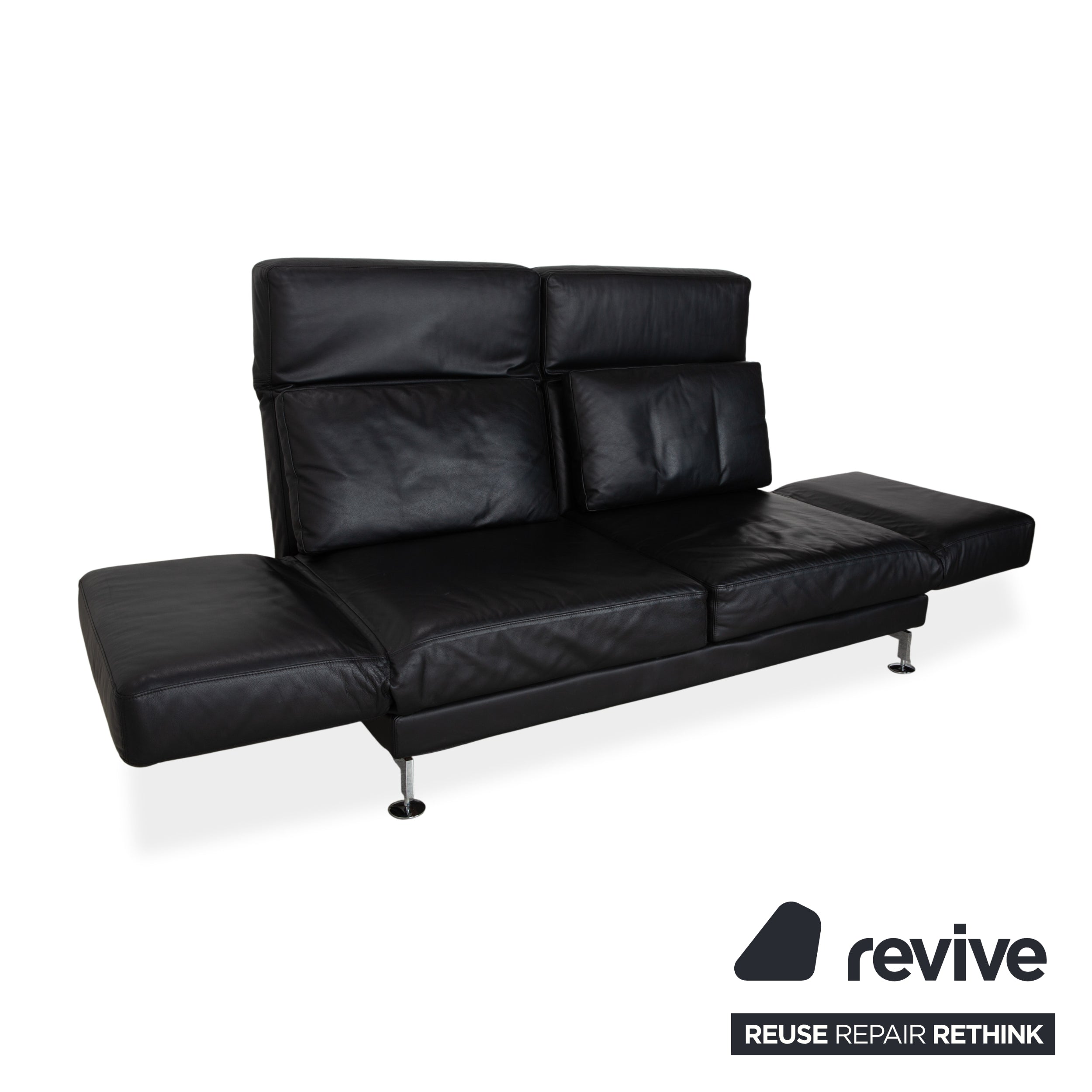Brühl Moule Zweisitzer Schwarz Leder manuelle Funktion Sofa Couch