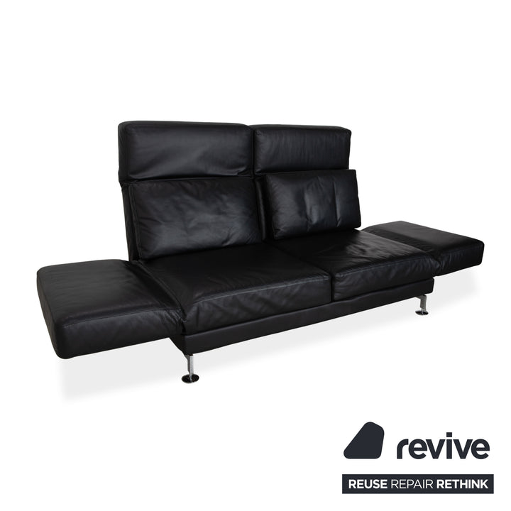 Brühl Moule Zweisitzer Schwarz Leder manuelle Funktion Sofa Couch
