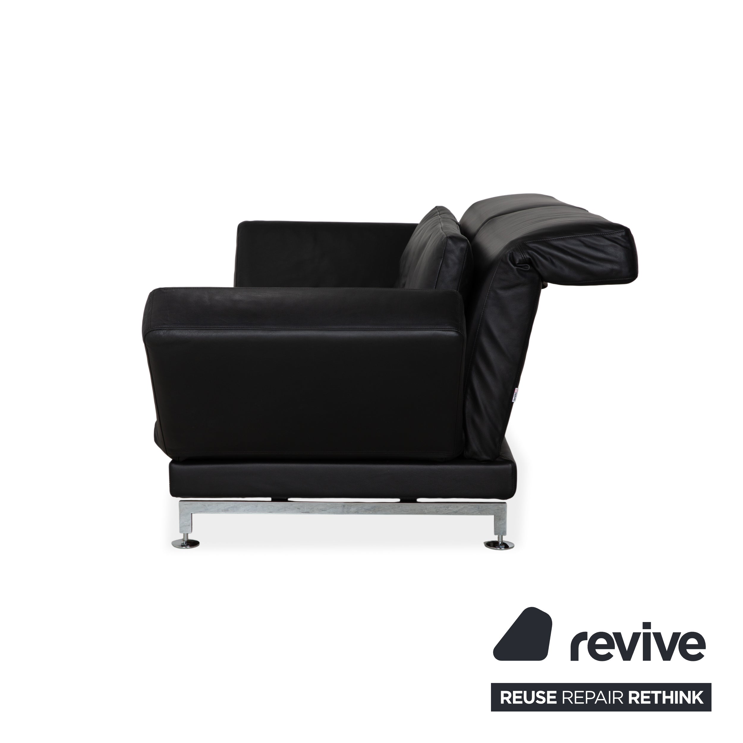 Brühl Moule Zweisitzer Schwarz Leder manuelle Funktion Sofa Couch
