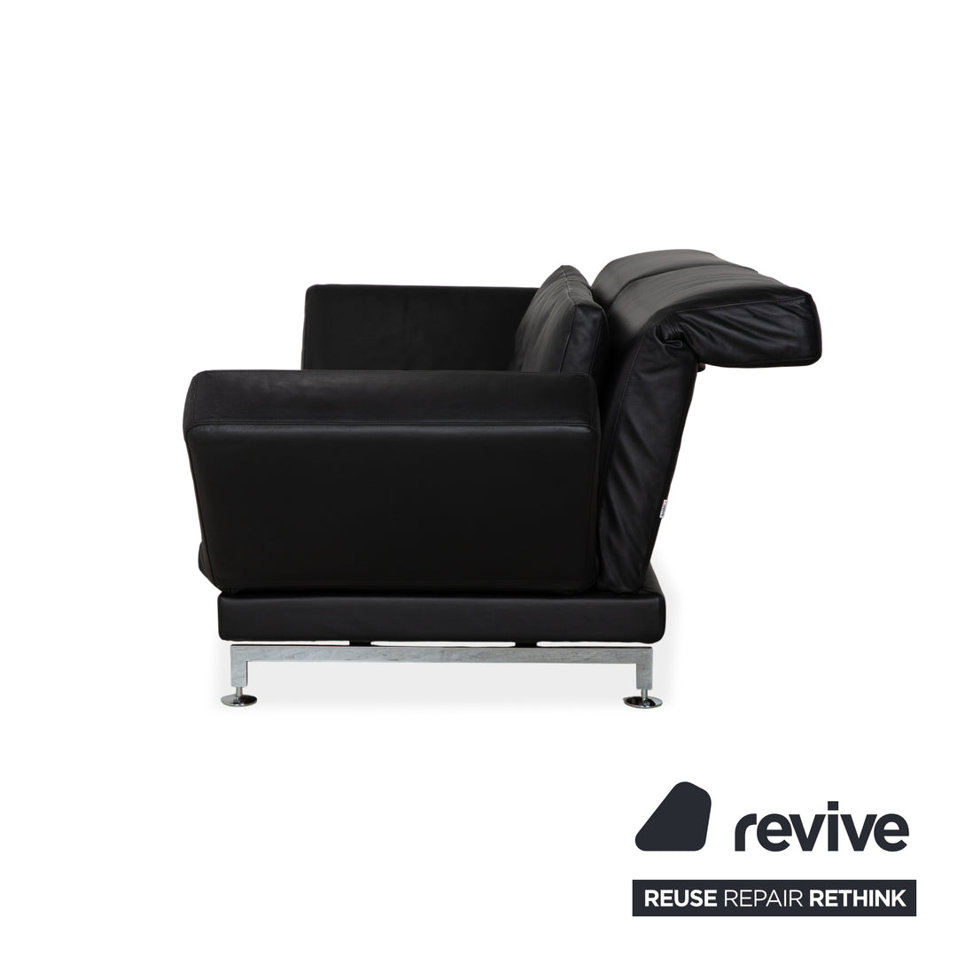 Brühl Moule Zweisitzer Schwarz Leder manuelle Funktion Sofa Couch
