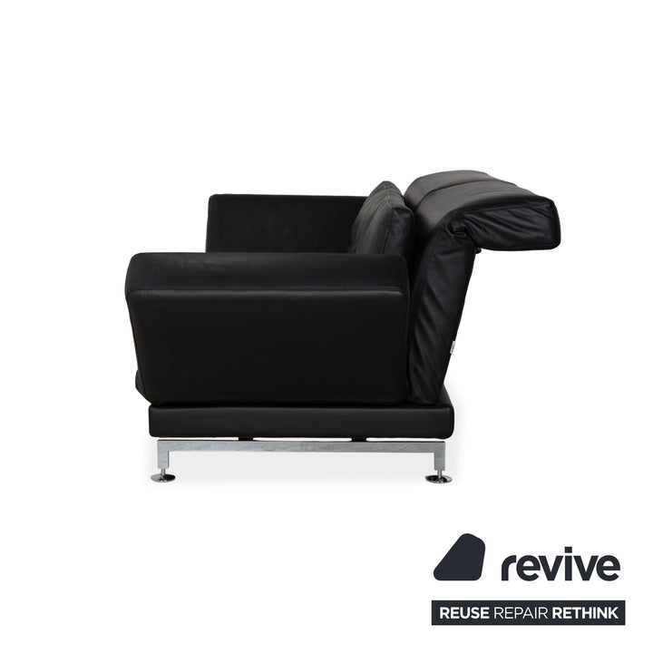Brühl Moule Zweisitzer Schwarz Leder manuelle Funktion Sofa Couch