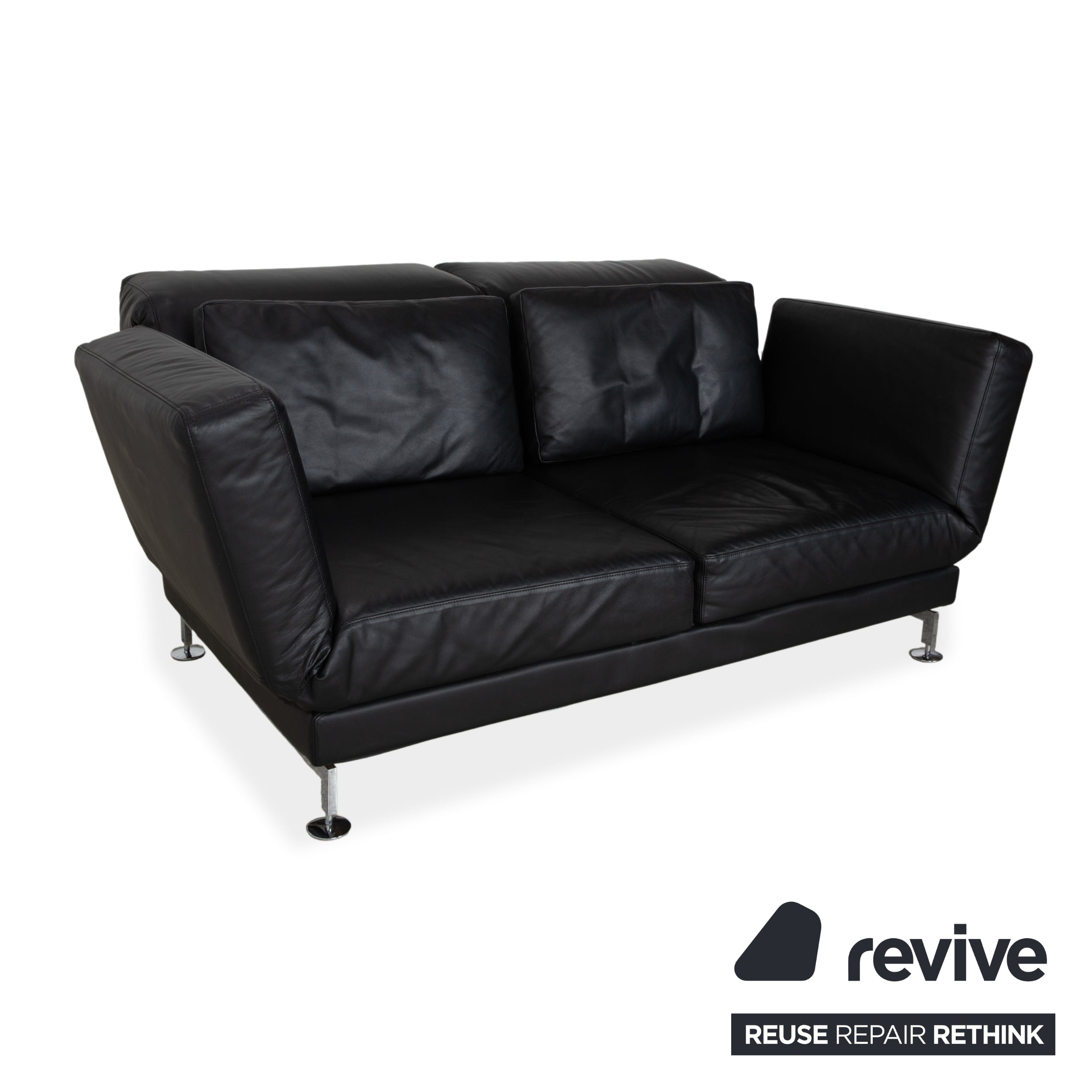 Brühl Moule Zweisitzer Schwarz Leder manuelle Funktion Sofa Couch