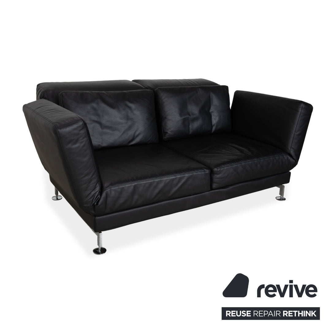 Brühl Moule Zweisitzer Schwarz Leder manuelle Funktion Sofa Couch