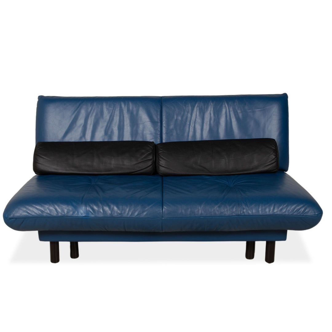 Brühl Quint Leder Zweisitzer Schlafsofa Blau manuelle Funktion Couch