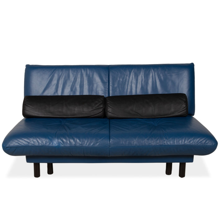 Brühl Quint Leder Zweisitzer Schlafsofa Blau manuelle Funktion Couch