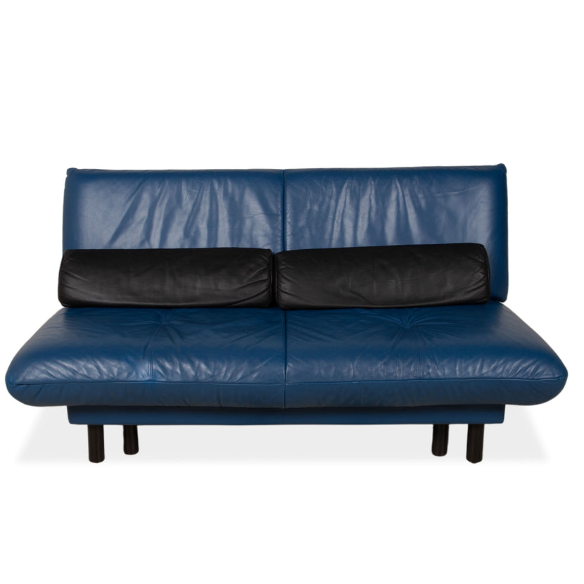Brühl Quint Leder Zweisitzer Schlafsofa Blau manuelle Funktion Couch