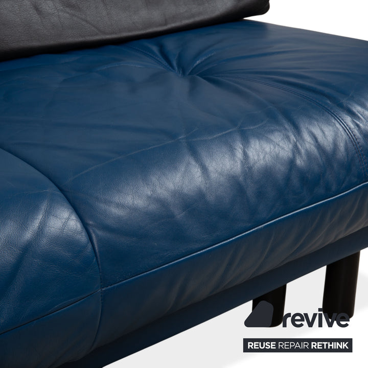 Brühl Quint Leder Zweisitzer Schlafsofa Blau manuelle Funktion Couch