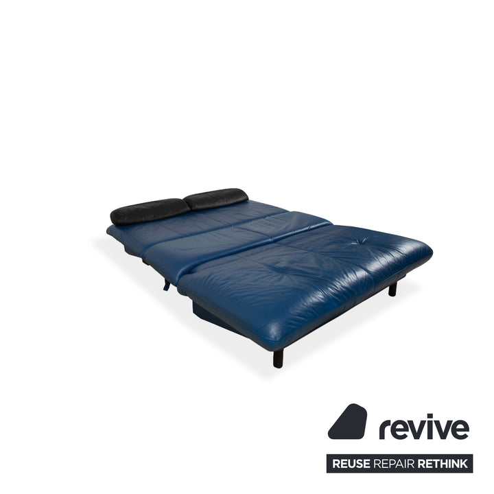 Brühl Quint Leder Zweisitzer Schlafsofa Blau manuelle Funktion Couch