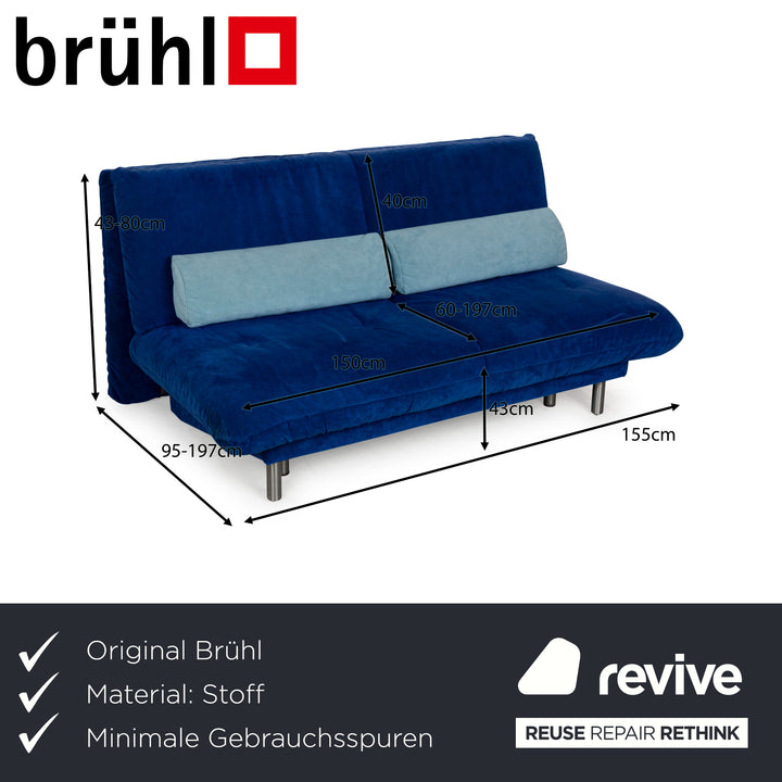 Brühl Quint fabric three-seater blue manual function sleeping function