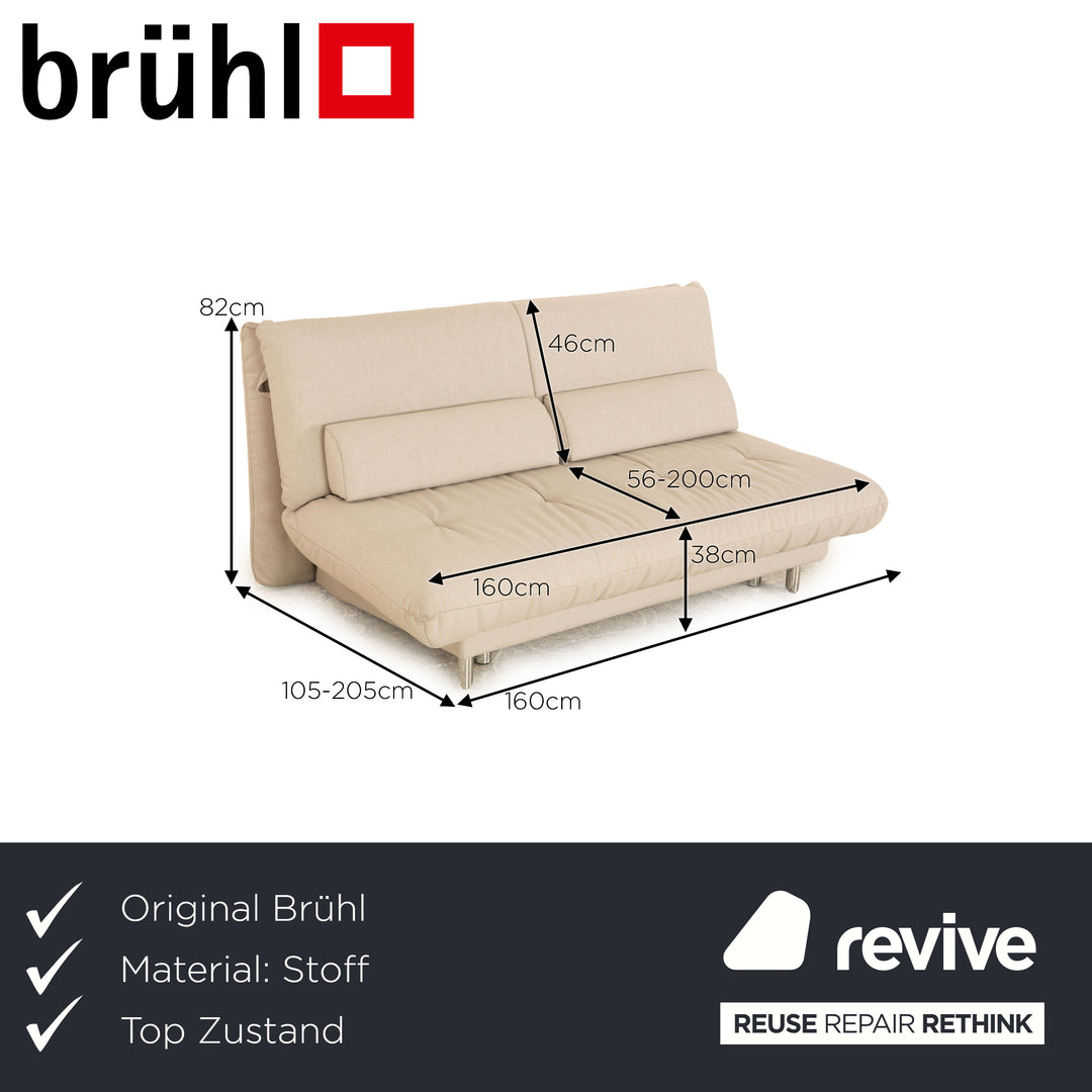 Brühl Quint fabric two-seater light grey sofa bed couch