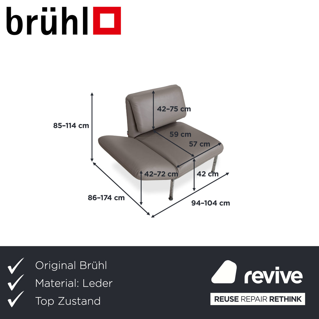Brühl Roro fauteuil en cuir gris chromé fonction manuelle