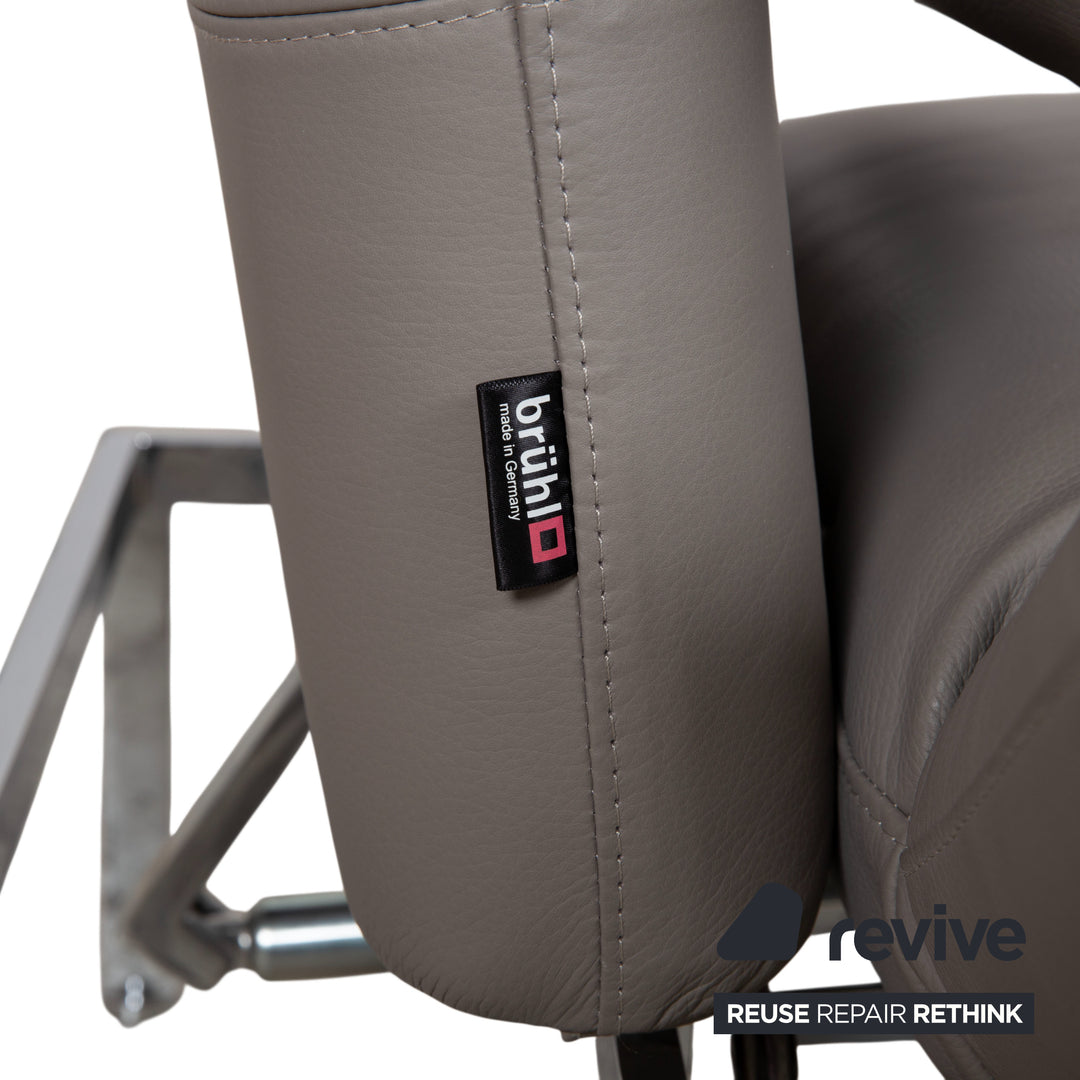 Brühl Roro fauteuil en cuir gris chromé fonction manuelle