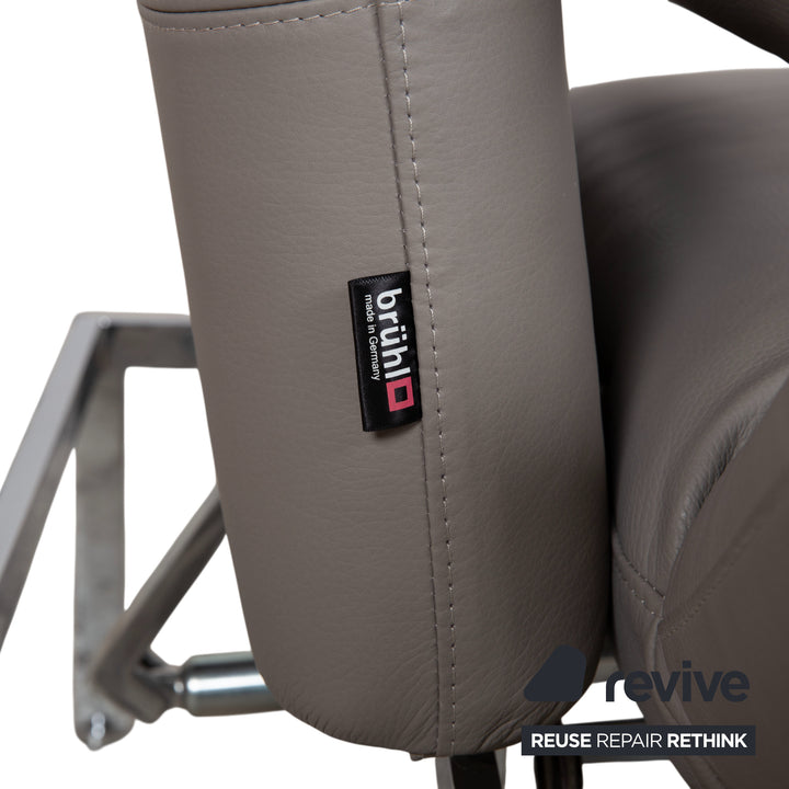 Brühl Roro fauteuil en cuir gris chromé fonction manuelle