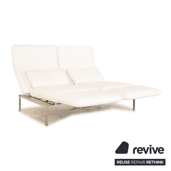 Brühl Roro Leder Sofa Garnitur Weiß 2x Zweisitzer Couch manuelle Funktion Schlaffunktion