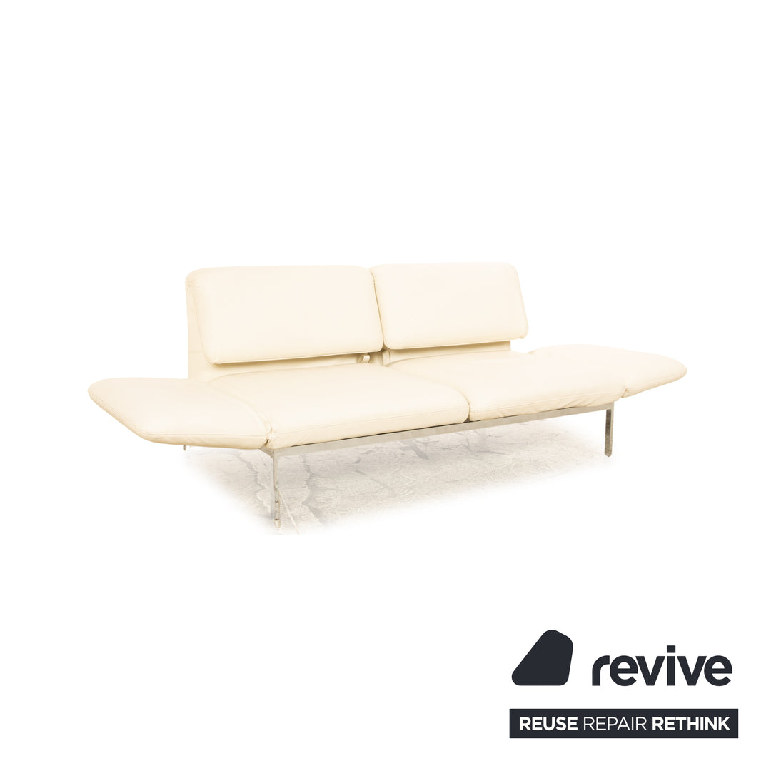 Brühl Roro Leder Zweisitzer Creme Perlweiß manuelle Schlaffunktion Sofa Couch