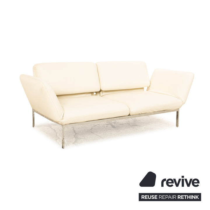 Brühl Roro Leder Zweisitzer Creme Perlweiß manuelle Schlaffunktion Sofa Couch