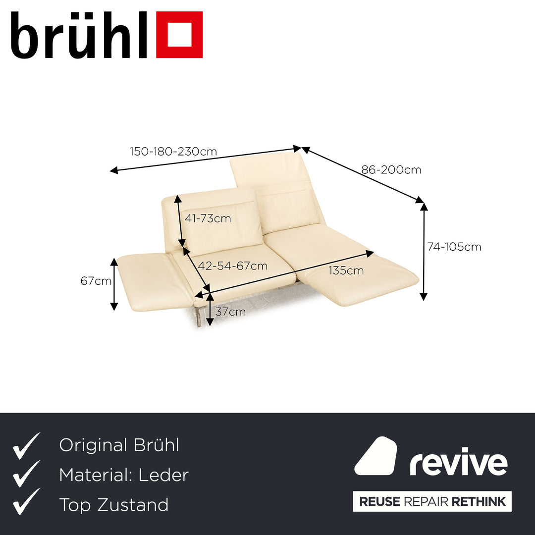 Brühl Roro Leder Zweisitzer Creme Perlweiß manuelle Schlaffunktion Sofa Couch