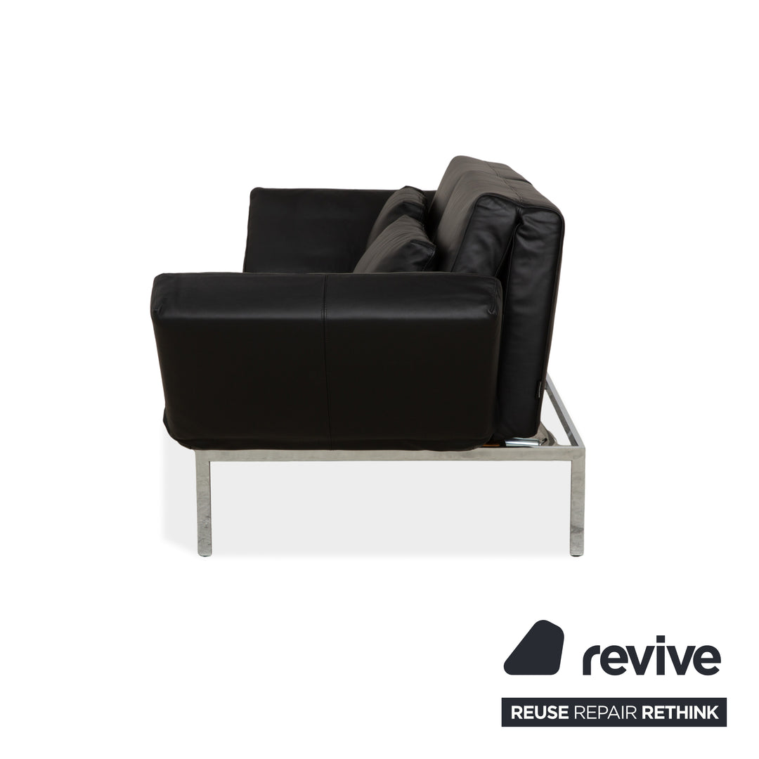 Brühl Roro Leder Zweisitzer Schwarz manuelle Funktion Sofa Couch Schlafsofa