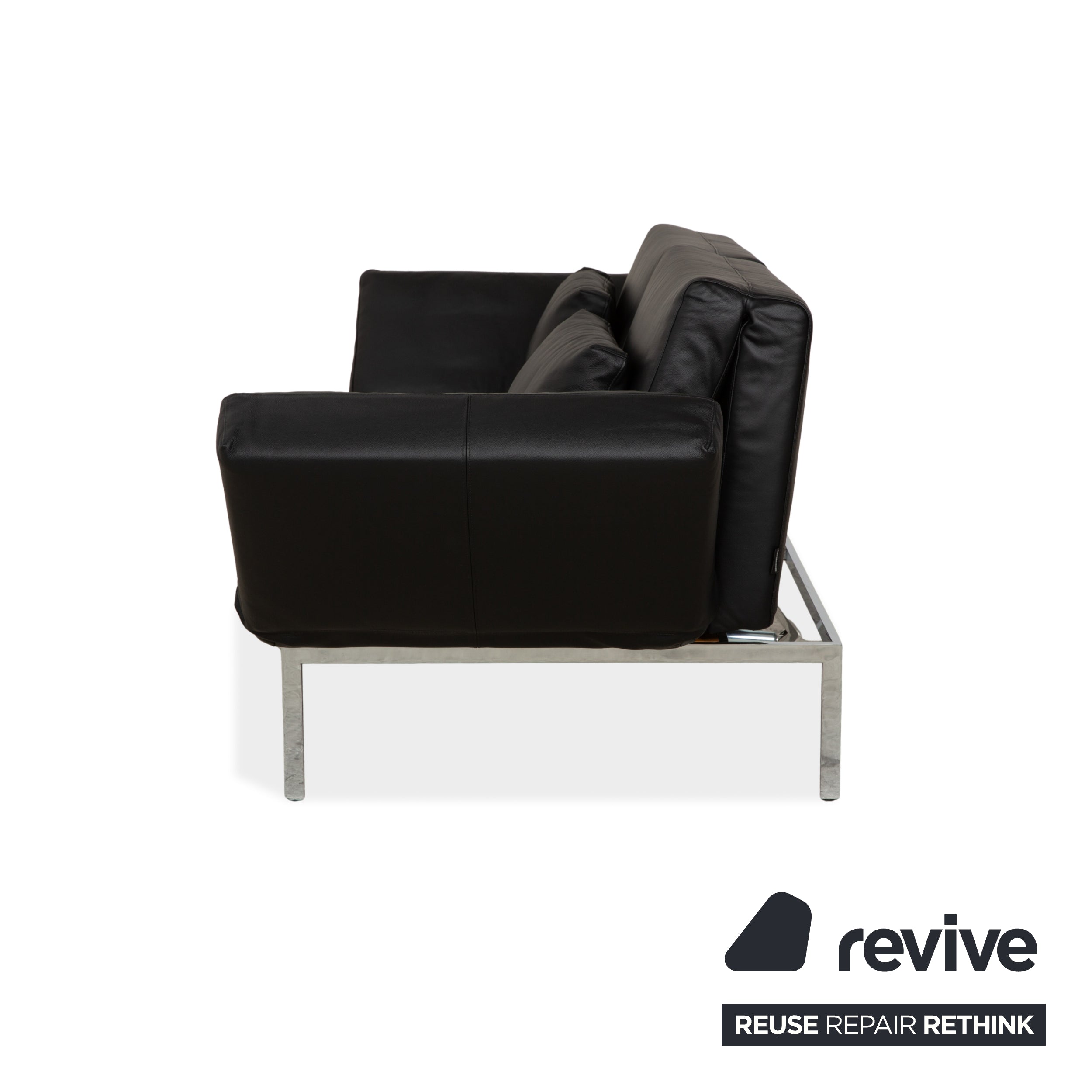 Brühl Roro Leder Zweisitzer Schwarz manuelle Funktion Sofa Couch Schlafsofa