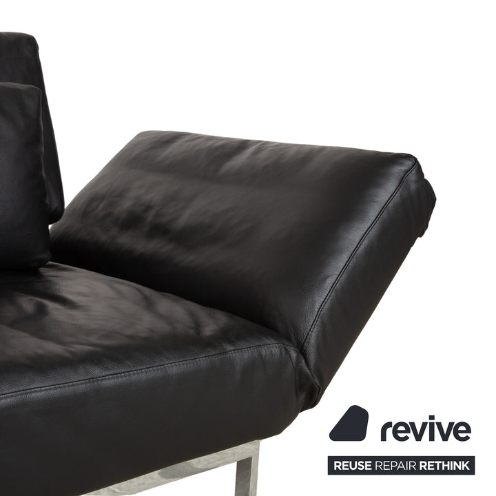 Brühl Roro Leder Zweisitzer Schwarz manuelle Funktion Sofa Couch Schlafsofa