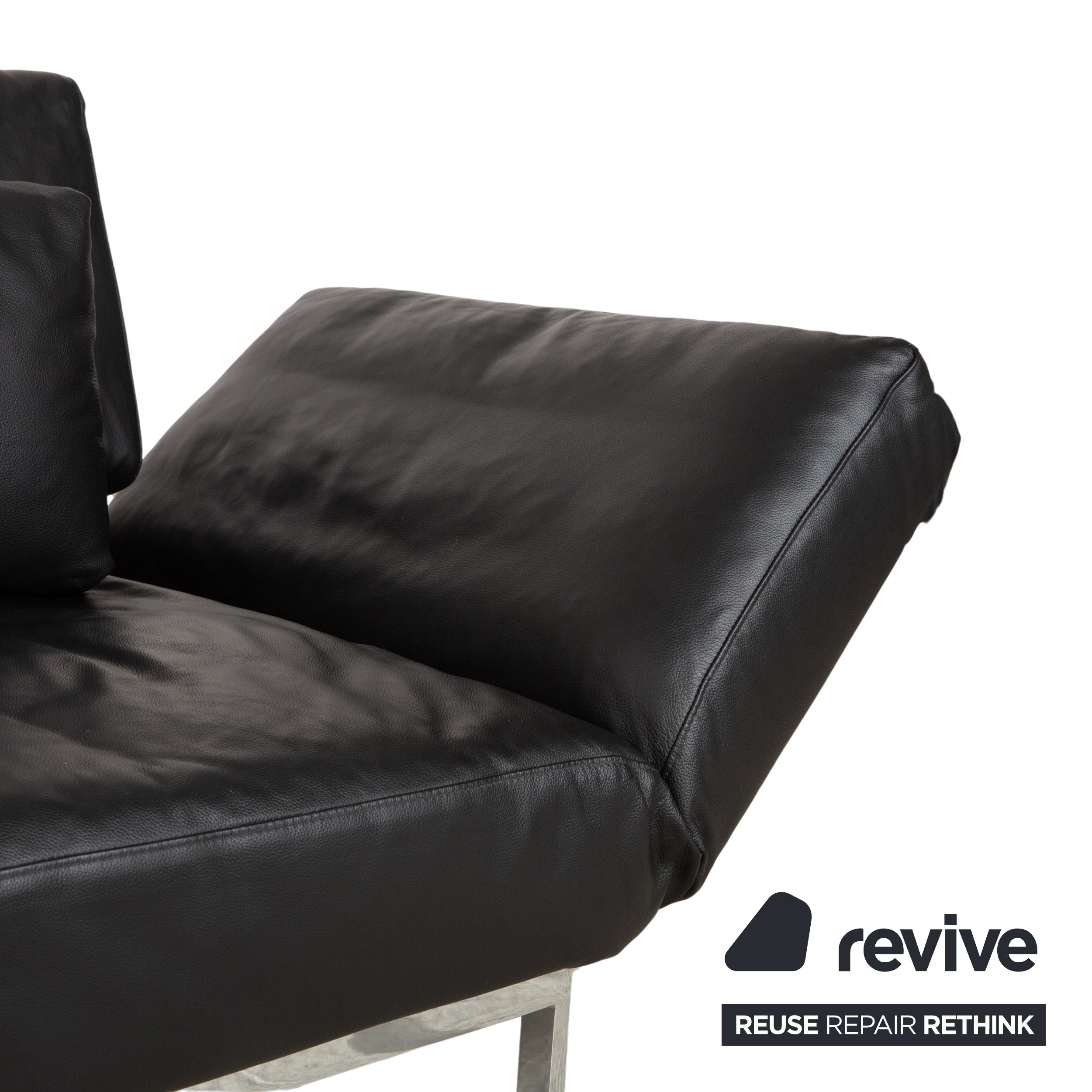 Brühl Roro Leder Zweisitzer Schwarz manuelle Funktion Sofa Couch Schlafsofa