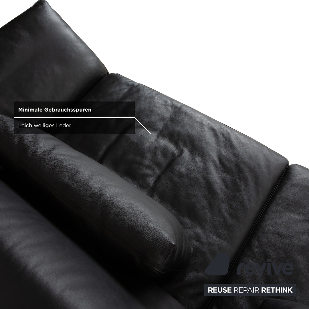 Brühl Roro Leder Zweisitzer Schwarz manuelle Funktion Sofa Couch Schlafsofa