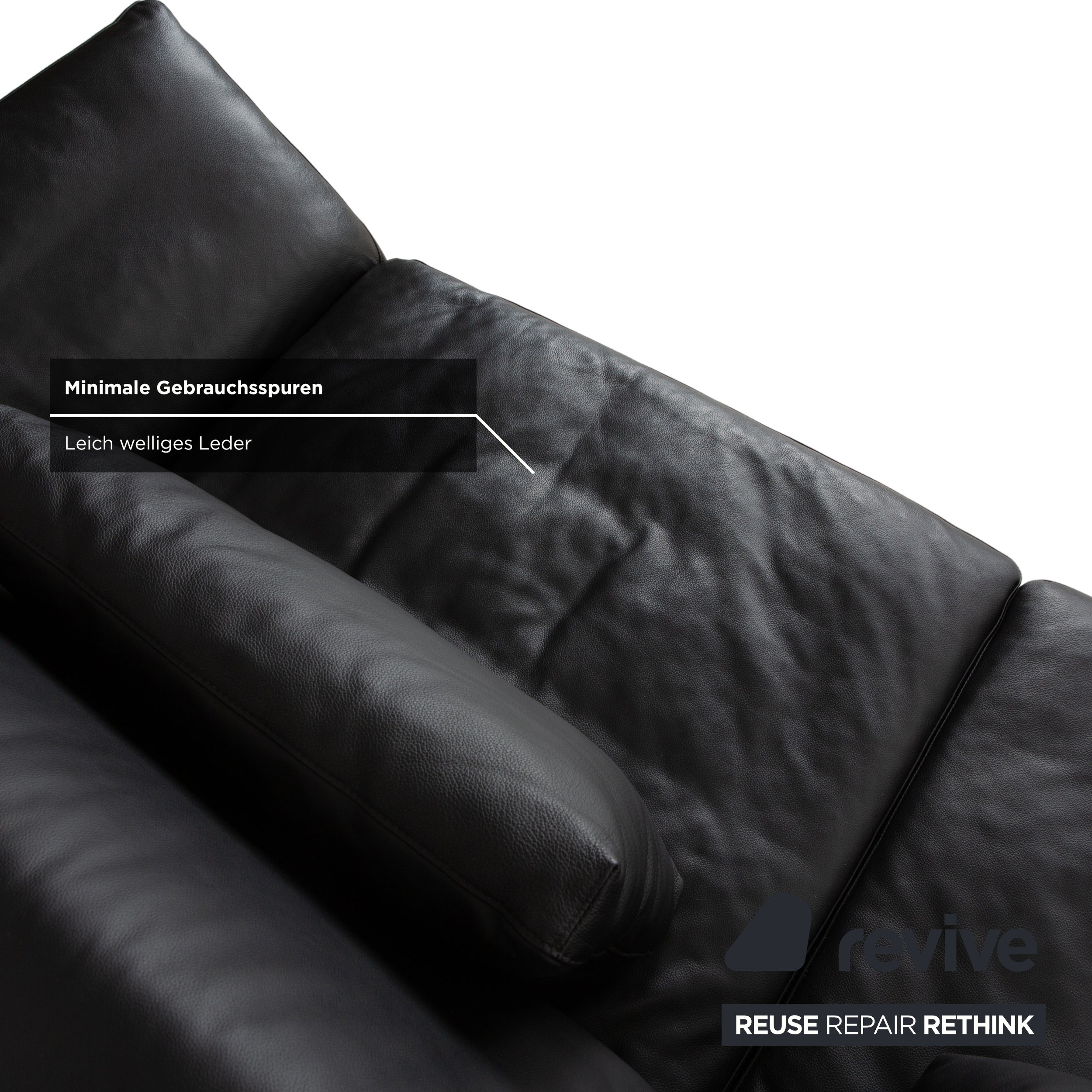 Brühl Roro Leder Zweisitzer Schwarz manuelle Funktion Sofa Couch Schlafsofa