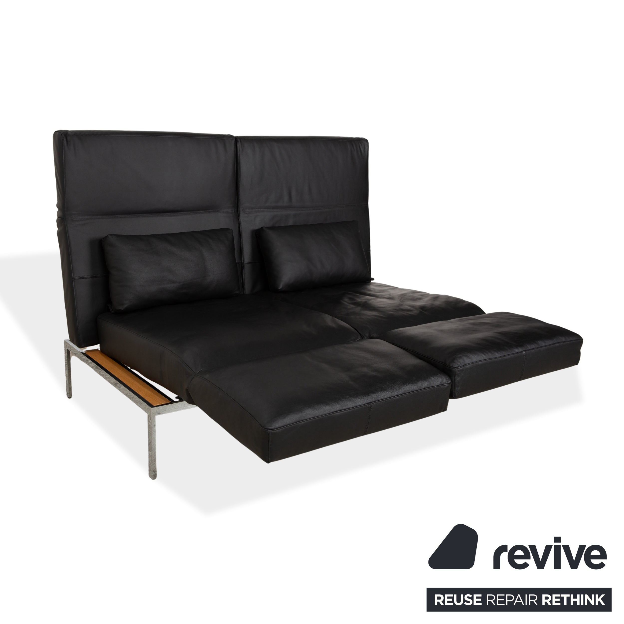 Brühl Roro Leder Zweisitzer Schwarz manuelle Funktion Sofa Couch Schlafsofa