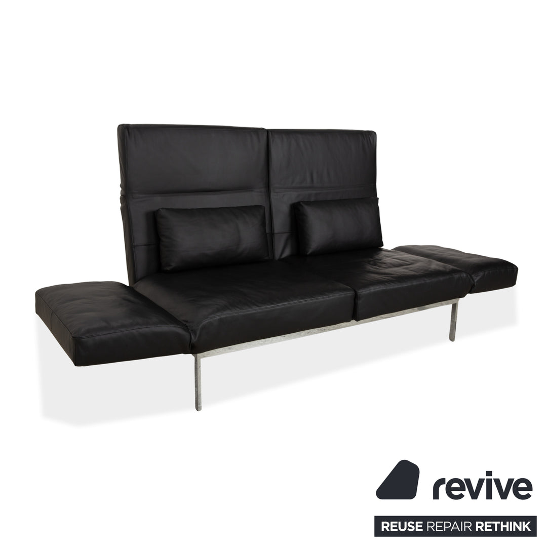 Brühl Roro Leder Zweisitzer Schwarz manuelle Funktion Sofa Couch Schlafsofa