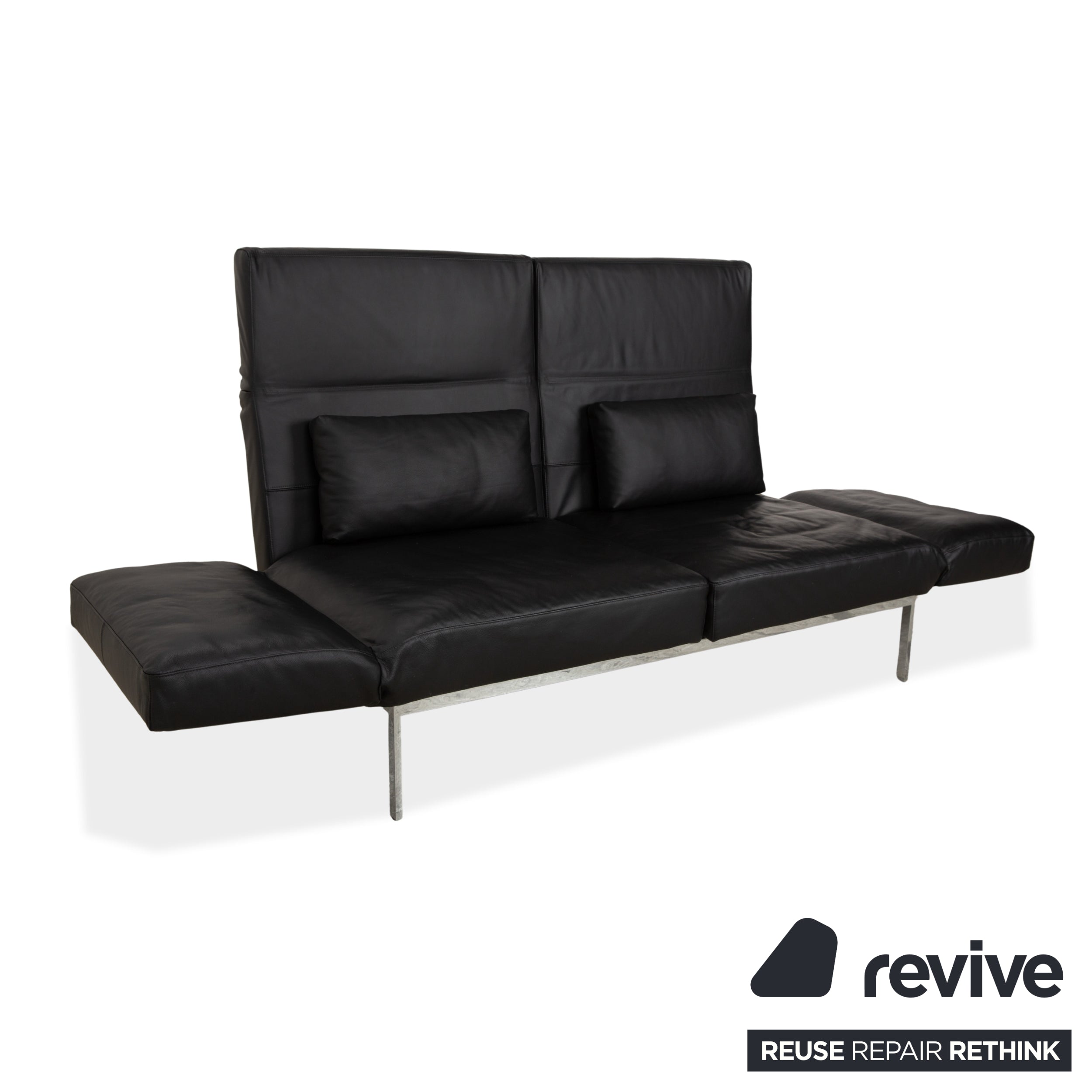 Brühl Roro Leder Zweisitzer Schwarz manuelle Funktion Sofa Couch Schlafsofa