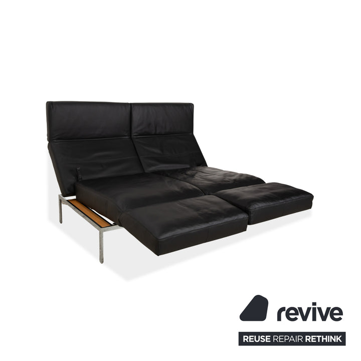 Brühl Roro Leder Zweisitzer Schwarz manuelle Funktion Sofa Couch Schlafsofa