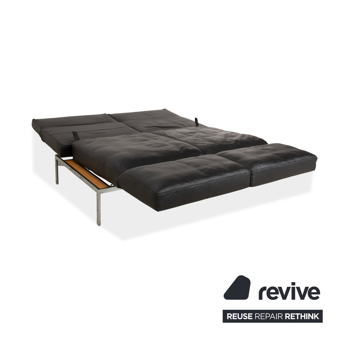 Brühl Roro Leder Zweisitzer Schwarz manuelle Funktion Sofa Couch Schlafsofa