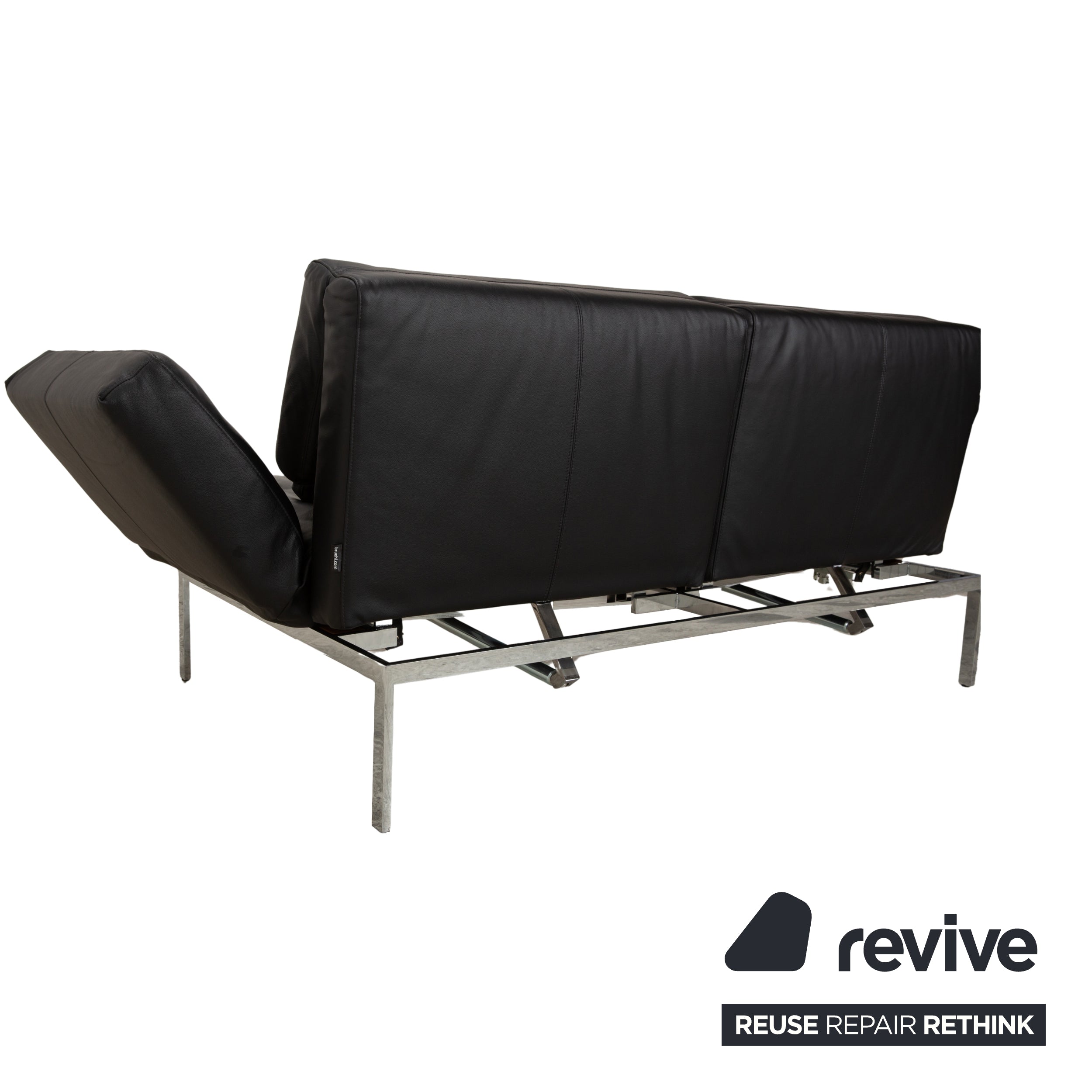 Brühl Roro Leder Zweisitzer Schwarz manuelle Funktion Sofa Couch Schlafsofa